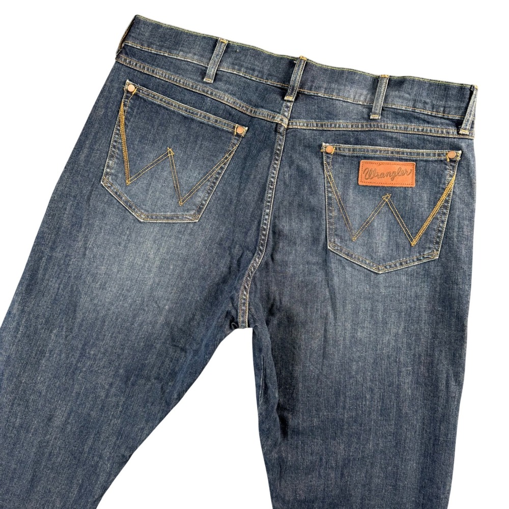 Wrangler Retro‎ Mens Slim Straight Jeans Blue Denim Y2K Western 38x32